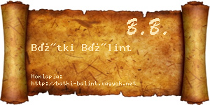 Bátki Bálint névjegykártya
